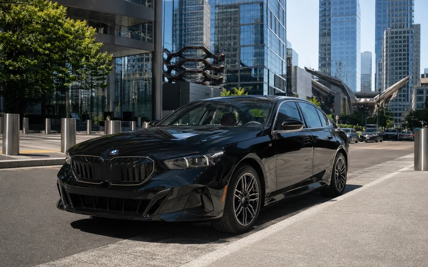 2025 BMW 5-Series sedan near Hudson Yards in bright daylight