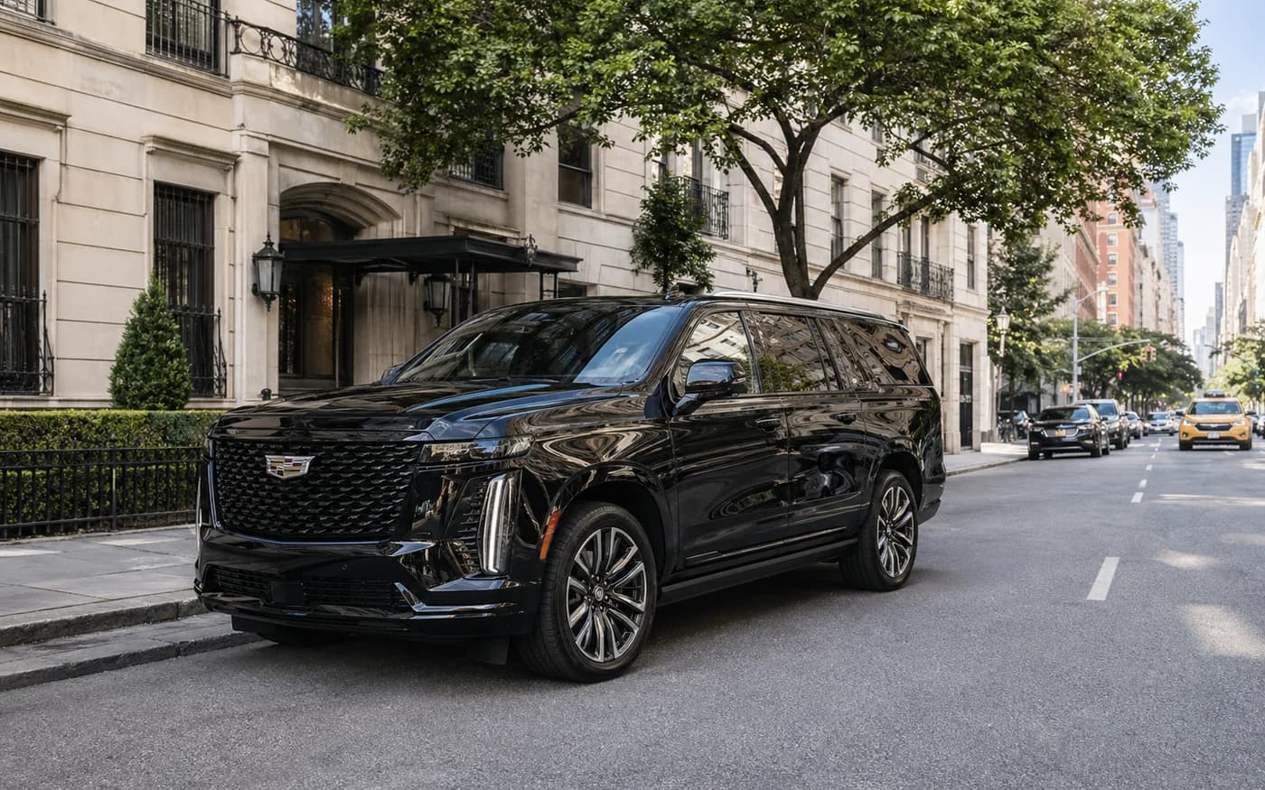 2025 Cadillac Escalade ESV at an Upper East Side curb in daylight