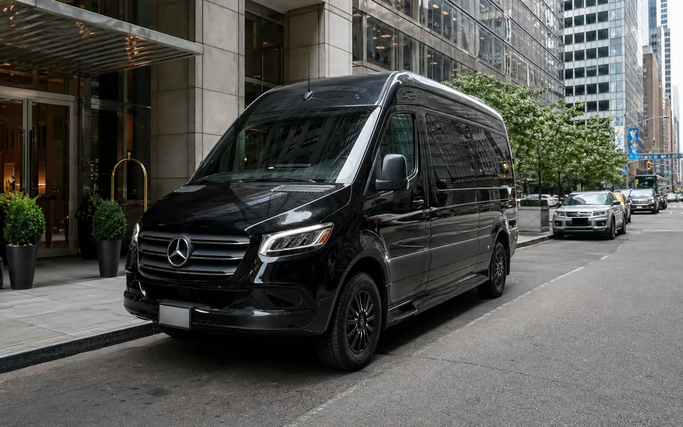 2025 Mercedes-Benz Sprinter van at a Midtown Manhattan curb