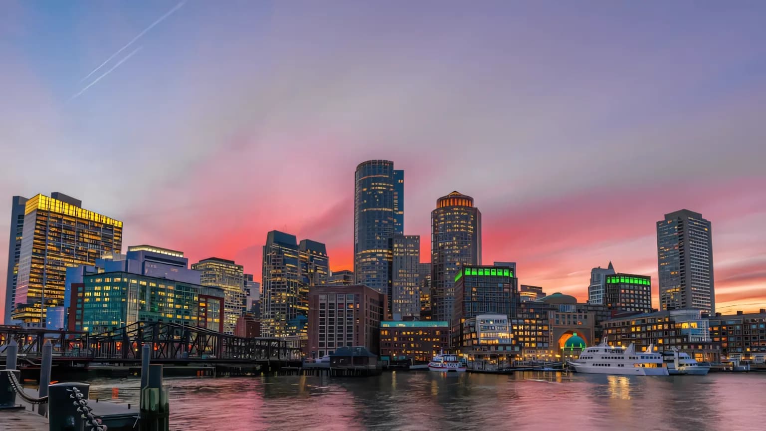 Boston Seaport skyline backdrop